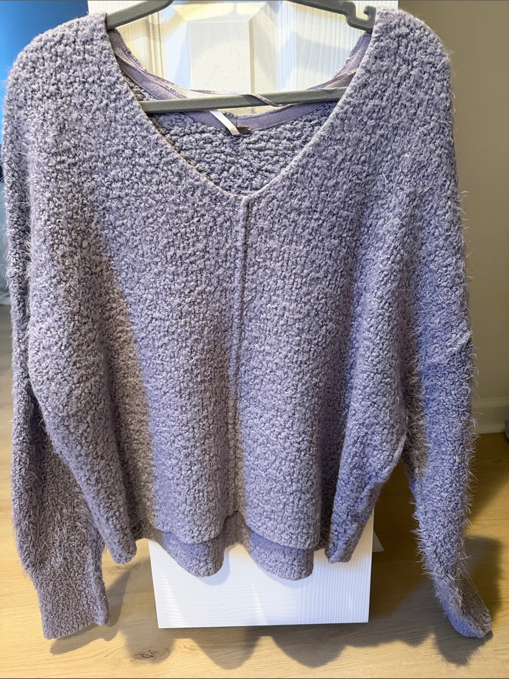 Free People Lavender V-Neck Plush Knit Sweater